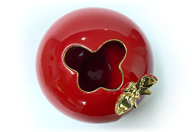 傑作陶 G50繪金紅苞瓶(金水)